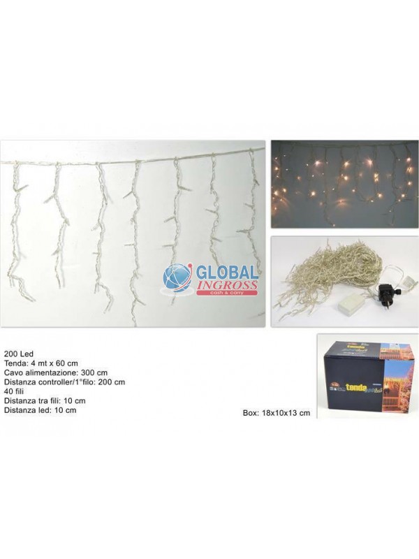 TENDA 200 LED BIANCO CALDO 4mt