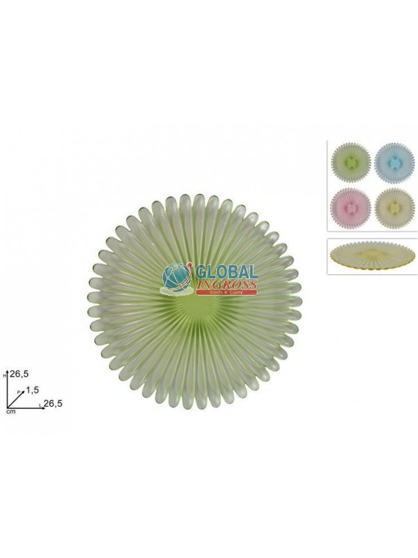 PIATTO VETRO COL.ASS. 26cm