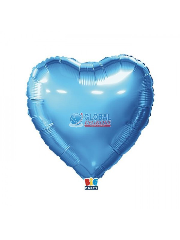 MYLAR CUORE 45cm CELESTE METAL 18"