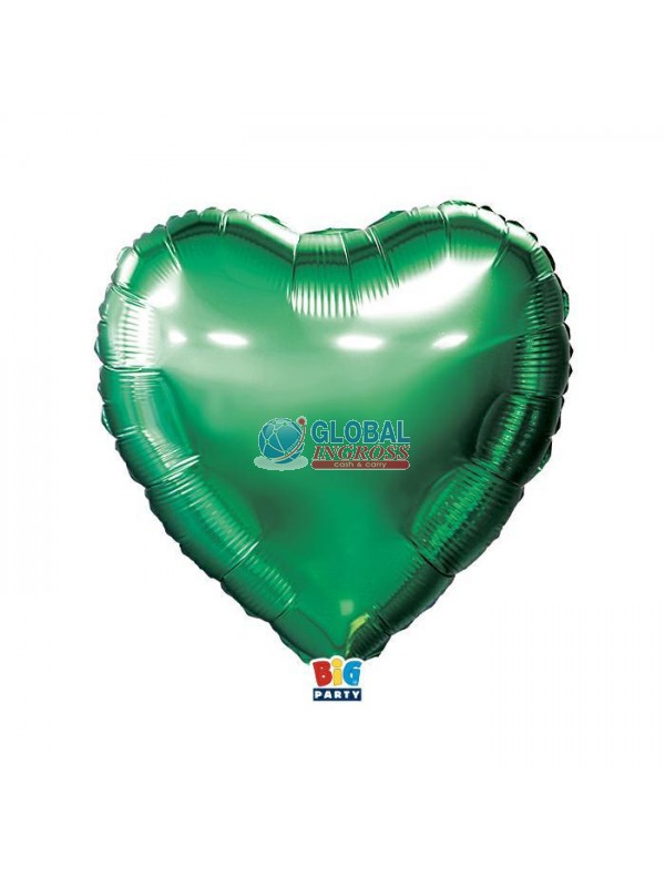 MYLAR CUORE 45cm VERDE METAL 18"
