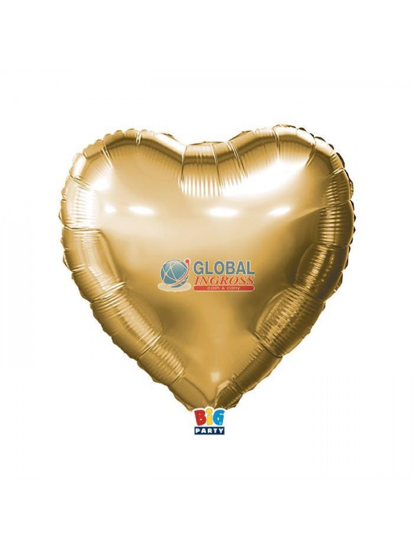 MYLAR CUORE 45cm ORO METAL 18"