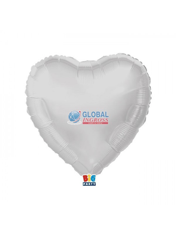 MYLAR CUORE 45cm BIANCOMETAL 18"