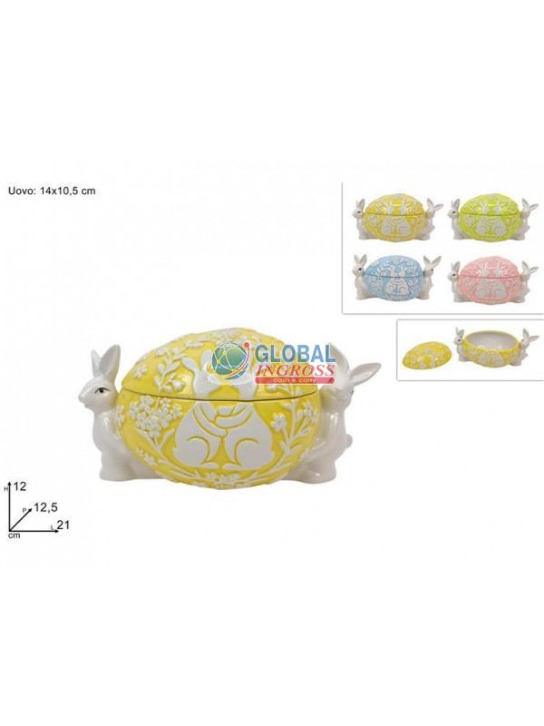 BARATTOLO UOVO C/CONIGLI 14cm ASS.