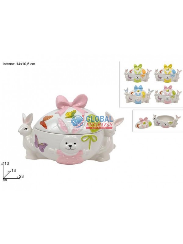 BARATTOLO UOVO C/CONIGLIO SCENARIO PASQUA 14cm