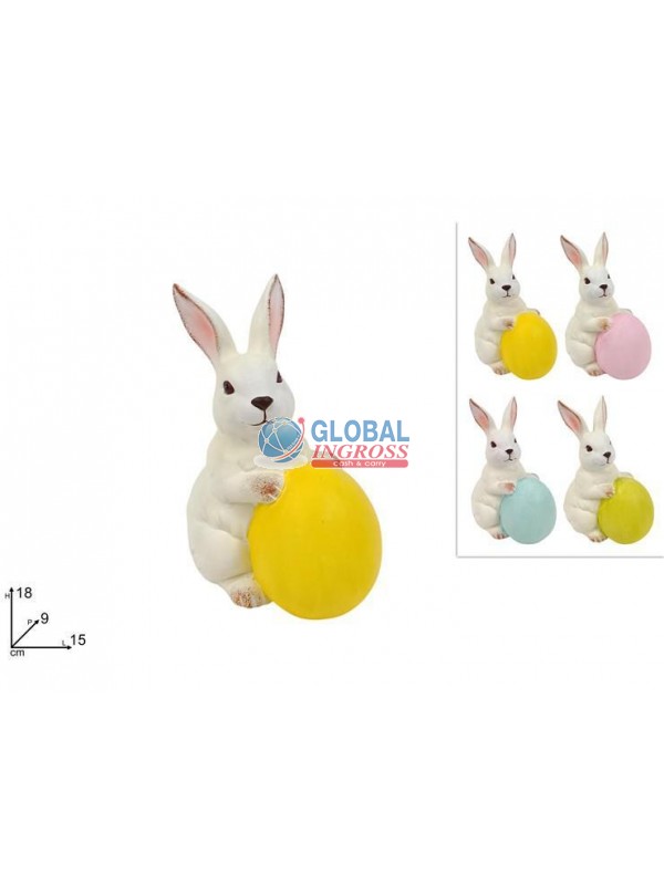 CONIGLIO 18cm C/UOVO COL.ASS.