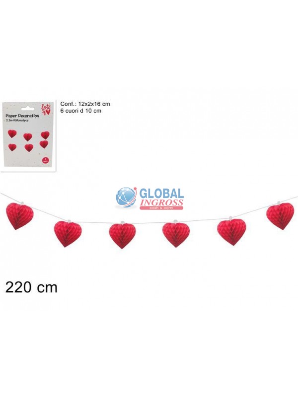 FESTONE CUORI IN CARTA 3D 220cm