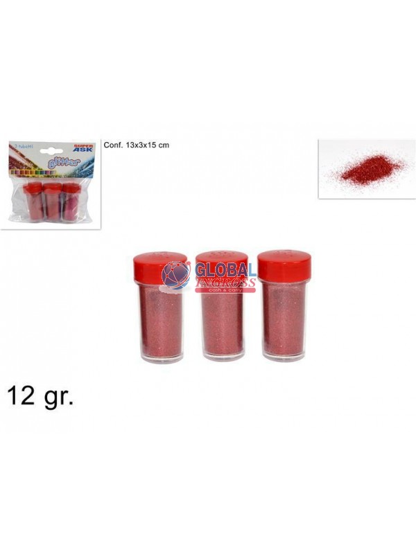 GLITTER 12gr ROSSO 3pz