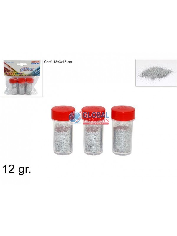 GLITTER 12gr SILVER 3pz