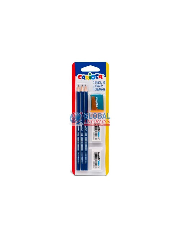 MATITE CARIOCA 3pz + 2 GOMME + TEMPERINO
