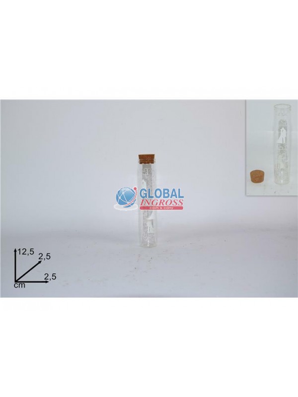 AMPOLLA VETRO SPOSI 12cm TAPPO SUGHERO