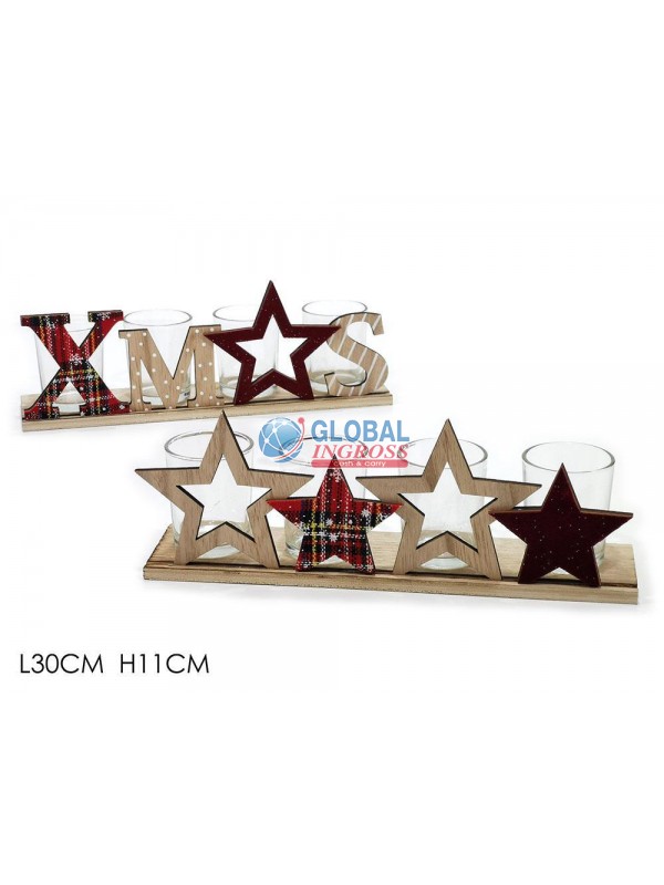 PORTACANDELE ROSSO MERRY CHRISTMAS