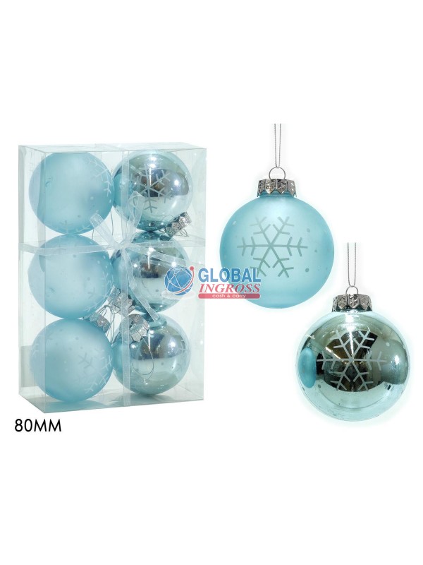 PALLE CELESTE C/FIOCCO NEVE 80mm 6pz