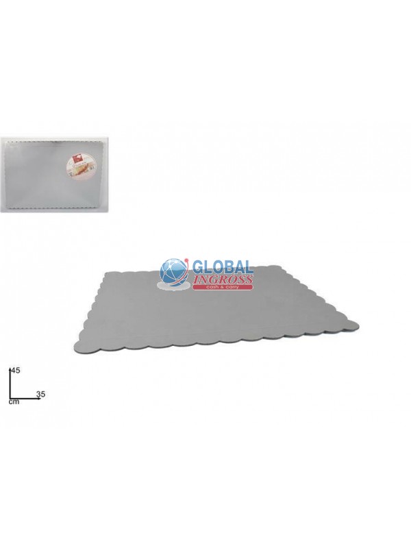 VASSOIO TORTA ARGENTO 35x45cm CARTONE RETTANGOLARE