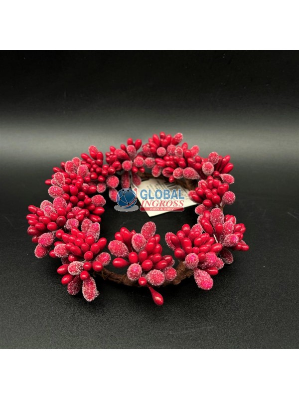 GIROCANDELA C/PERLE ROSSO 14cm