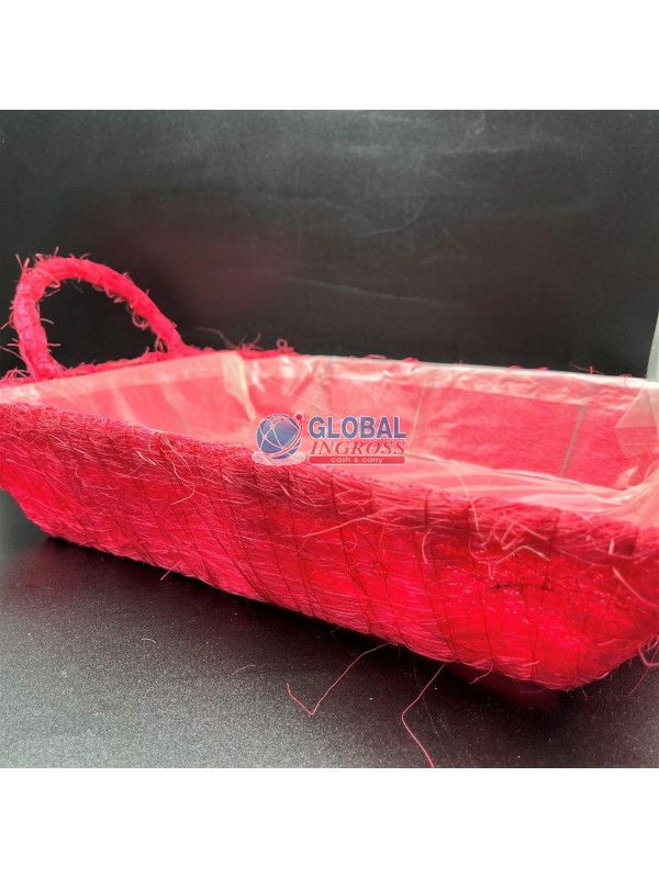 CESTO RAFFIA ROSSO RETTANGOLARE