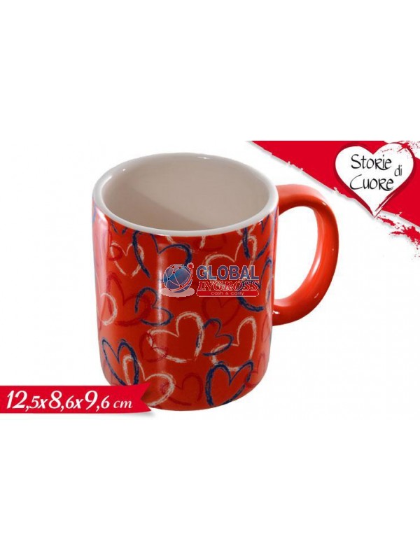 TAZZA LOVE ROSSA C/CUORI