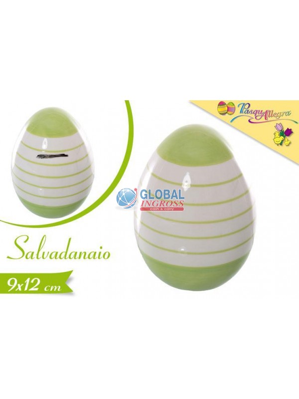 SALVADANAIO UOVO 12cm VERDE