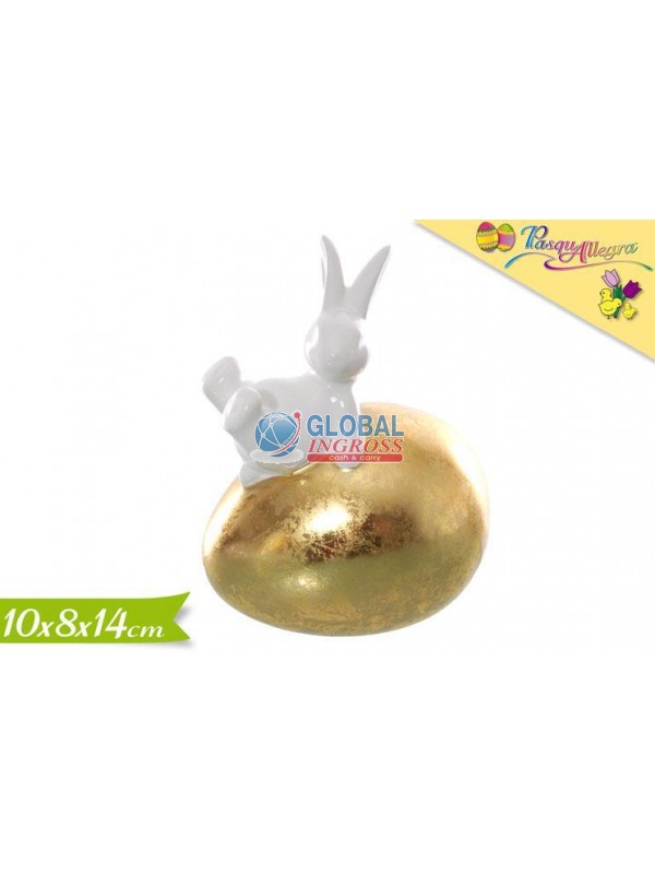 CONIGLIO S/UOVO DORATO 14cm