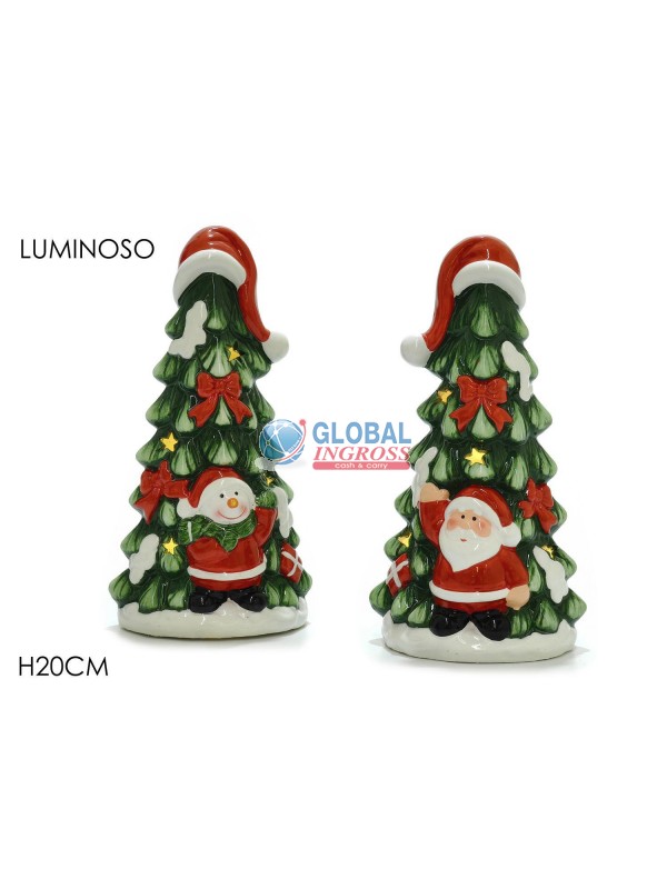PERSONAGGIO NATALE C/ALBERO C/LUCE 20cm