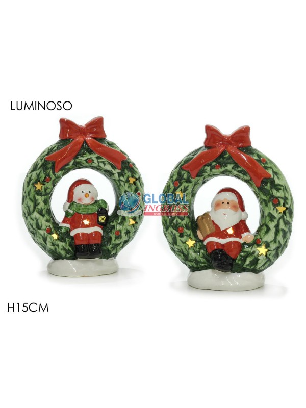 PERSONAGGIO NATALE SU GHIRLANDA C/LUCE 15cm