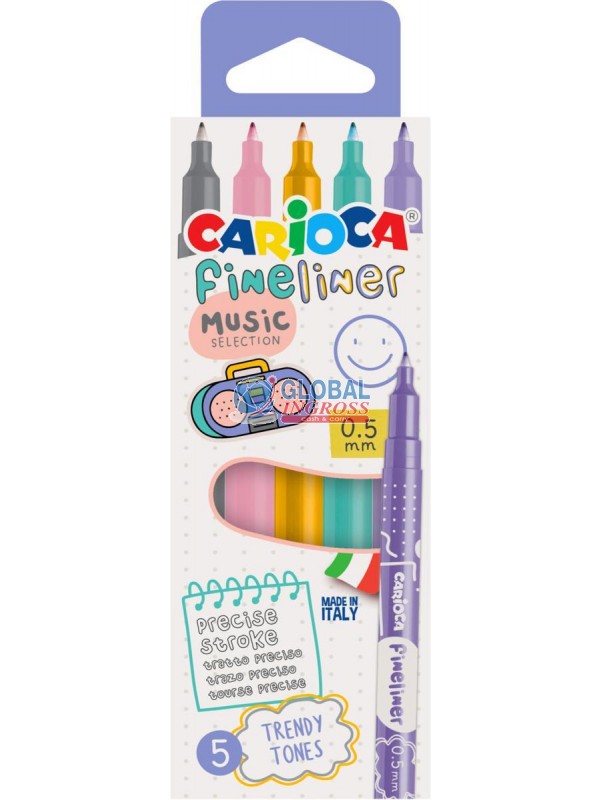 PENNARELLI FINELINER CARIOCA 5 COLORI PASTEL