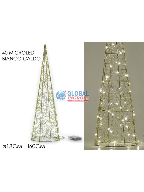 ALBERO CONO ORO 60cm 40LED BIANCO CALDO