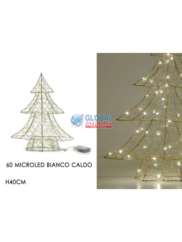 ALBERO B/O ORO 40cm 30 LED BIANCO CALDO