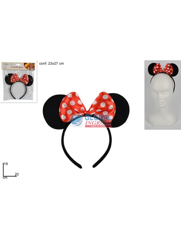 CERCHIETTO TOPINA FIOCCO ROSSO POIS BIANCHI