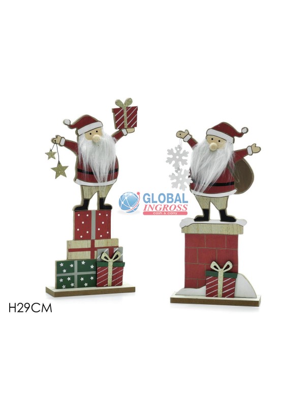BABBO NATALE LEGNO C/DONI 29cm