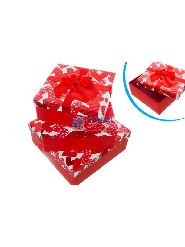 SCATOLA CUORI C/FIOCCO 21x21x9
