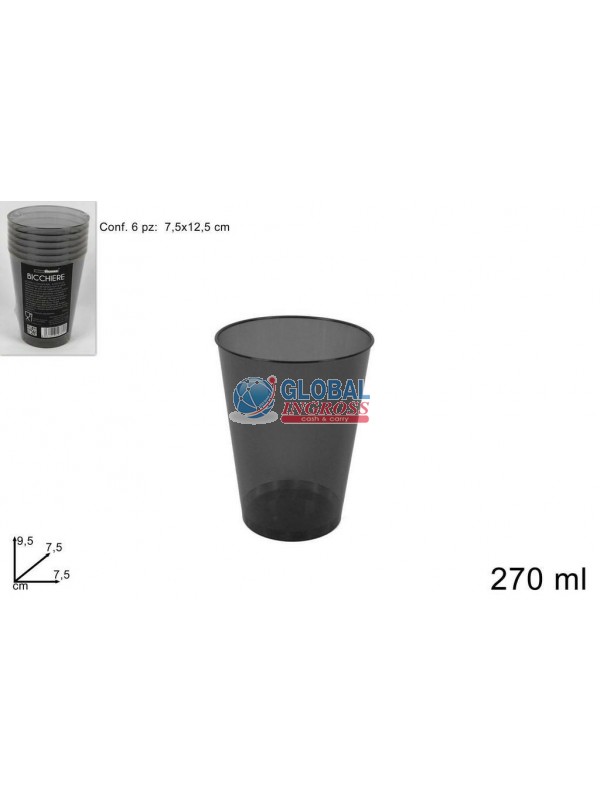 BICCHIERI PLASTICA NERO6pz