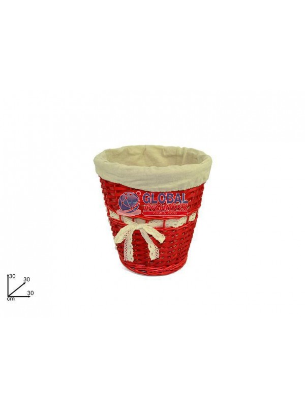 CESTO C/MERLETTO ALTO 30x30 ROSSO