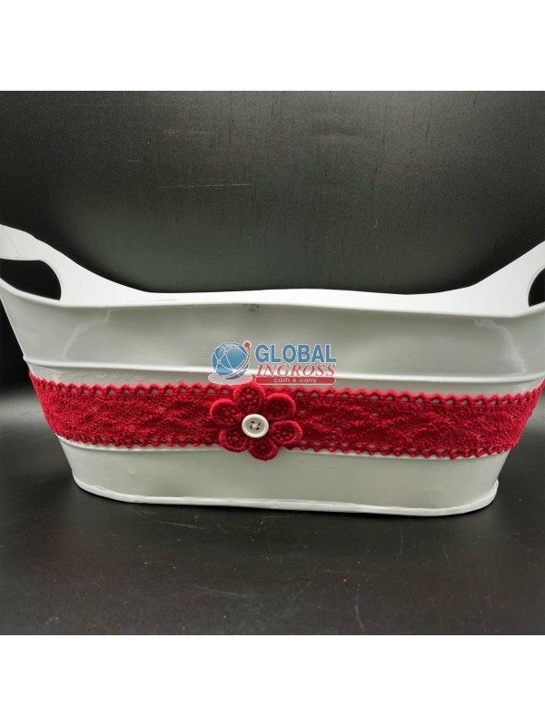 CESTO LATTA OVALE BIANCA MERLETTO