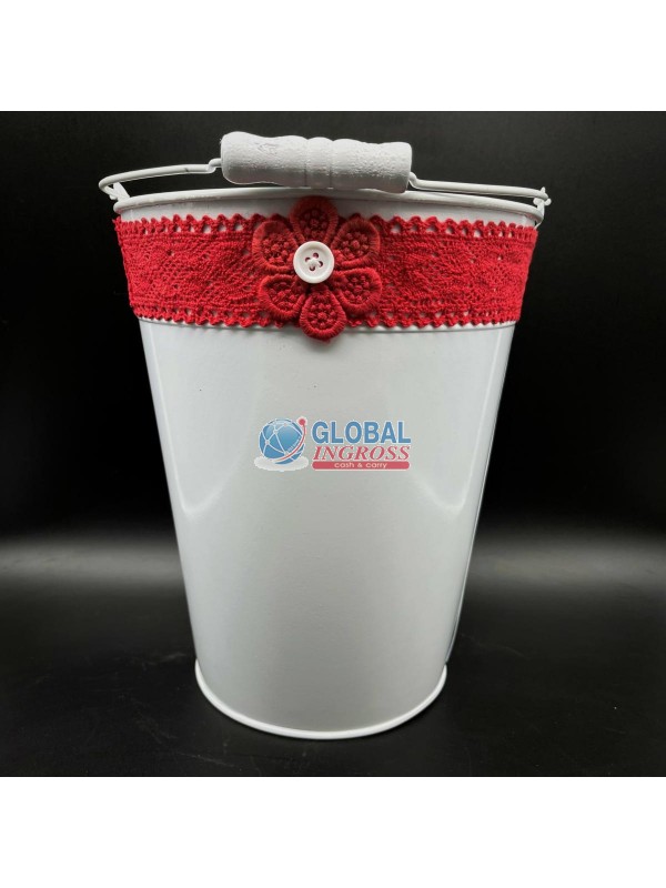 SECCHIO LATTA BIANCO MERLETTO ROSSO