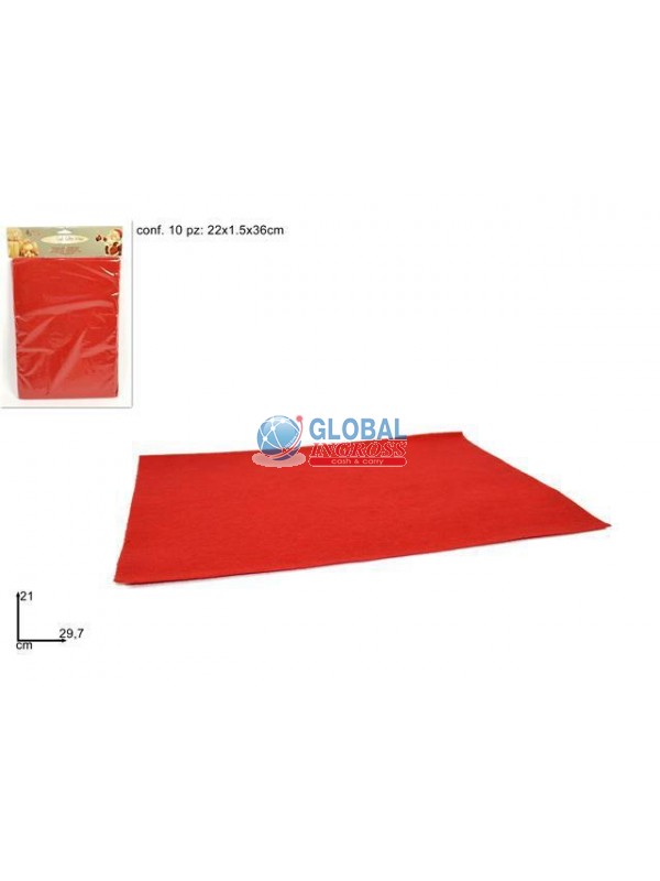 FOGLI FELTRO A4 ROSSI 10pz