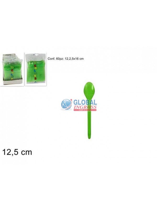 CUCCHIAINI PLASTICA VERDE MELA 60pz