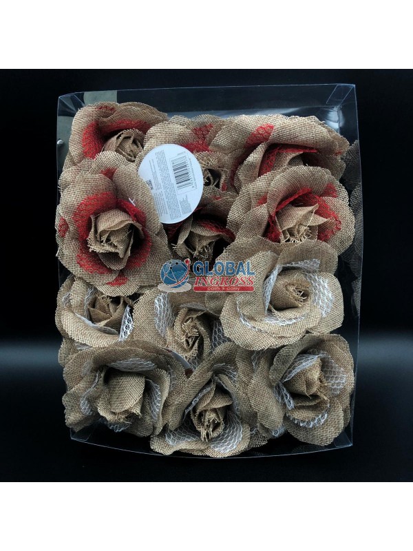 PINZA ROSA JUTA NATURALE BIANCO/ROSSO