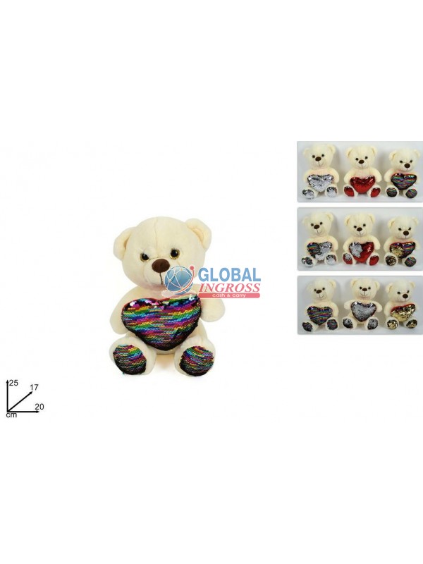 PELUCHE ORSO 25cm PAILLETTES