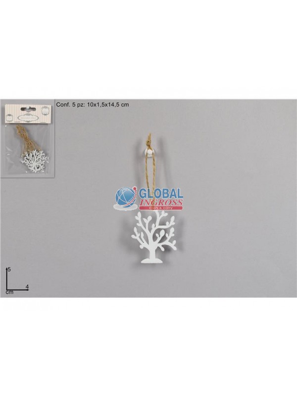 APPENDINI 5 ALBERI 5cm LEGNO BIANCO
