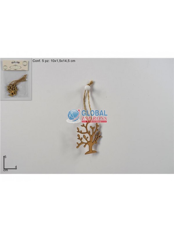 APPENDINI 5 ALBERI 5cm LEGNO NATURALE