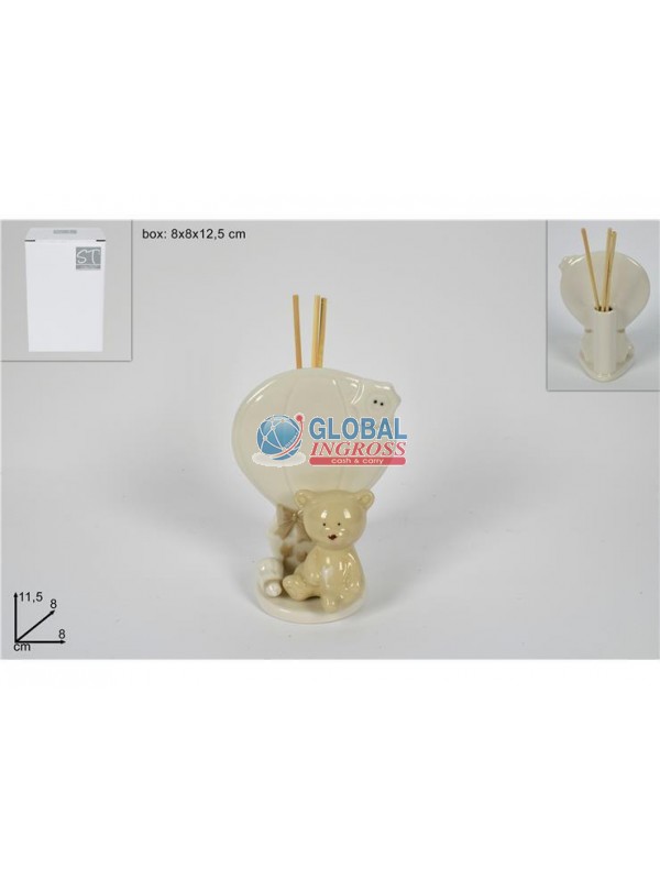 DIFFUSORE ORSETTO C/MONGOLFIERA 11cm