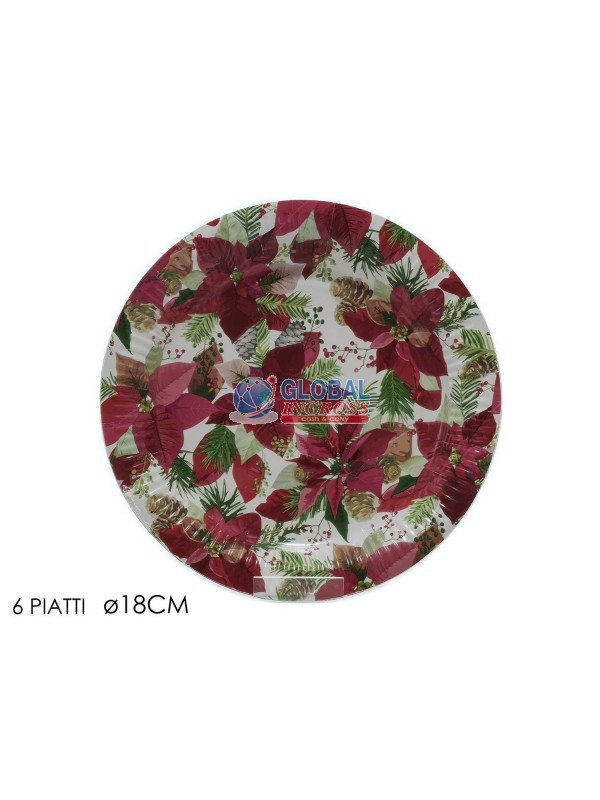 PARTY PIATTI NATALE 18cm 6pz