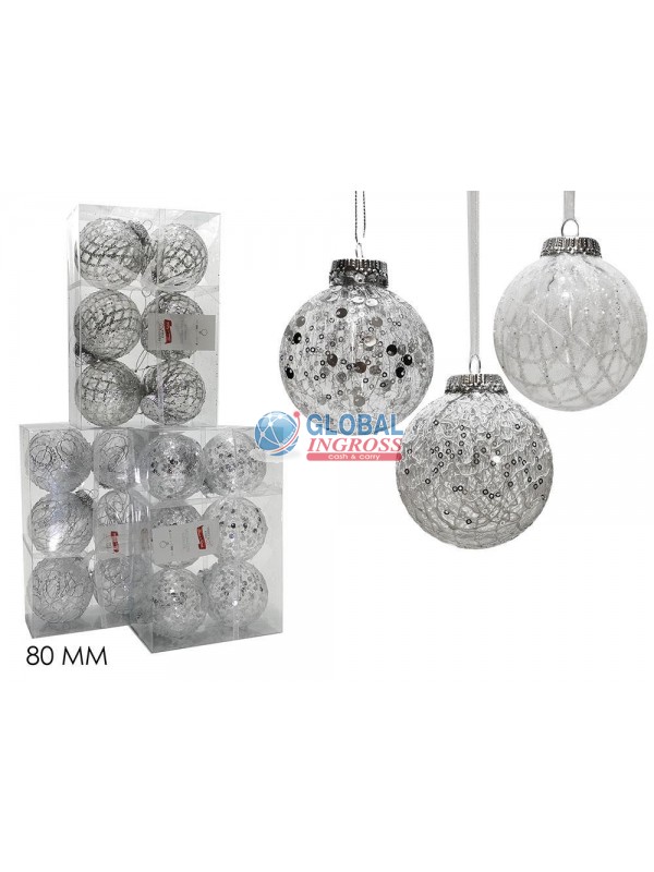PALLE 80mm BIANCO SILVER 6pz