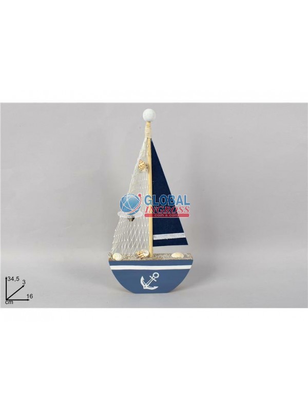 BARCA A VELA C/CONCHIGLIE 34cm