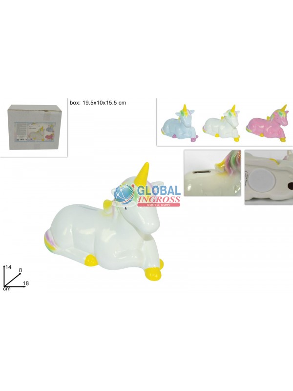 SALVADANAIO UNICORNO SEDUTO