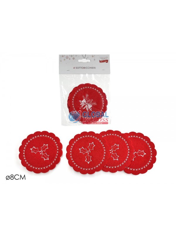 SOTTOBICCHIERI ROSSI 4pz