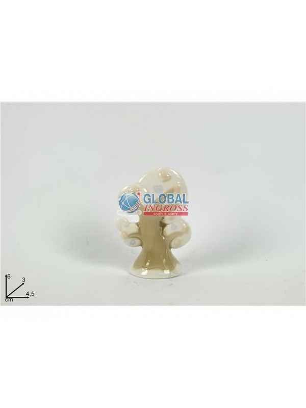ALBERO C/CUORI CELESTI/BEIGE 6cm