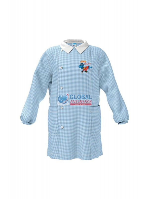 GREMBIULE ASILO AZZURRO55 DINO 4anni GREEN