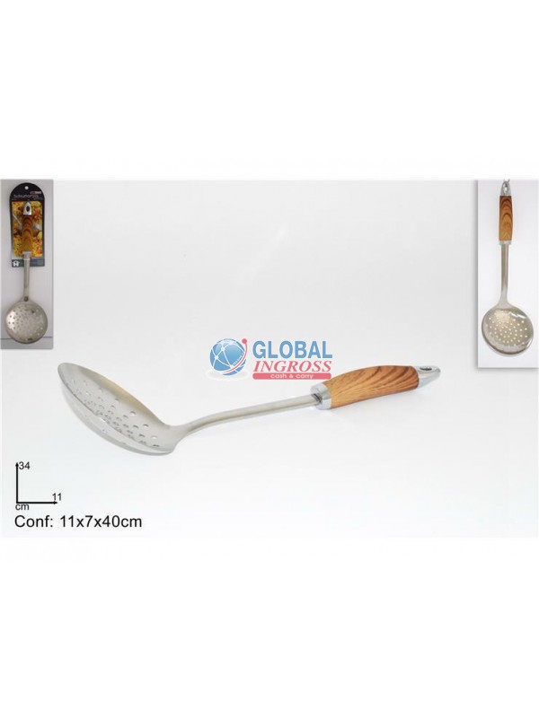 SCHIUMAROLA ACCIAIO MANICO EFF.LEGNO