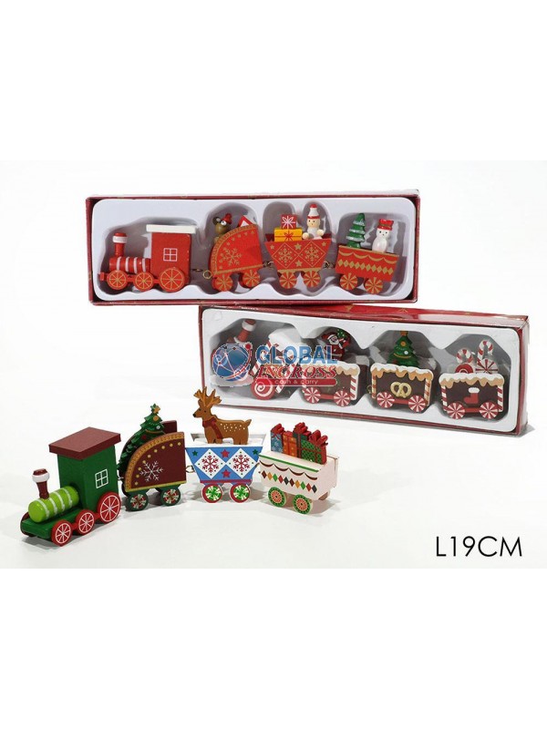 TRENO NATALE LEGNO C/3 VAGONI